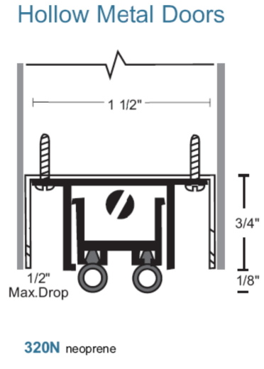 48" ALUM AUTO DOOR BOTTOM NEOPRENE-MORTISED