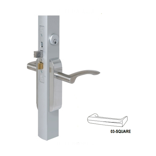 1-1/8"bs ALUMxUS32D SQUARE LEVER w/FLAT STRIKE
