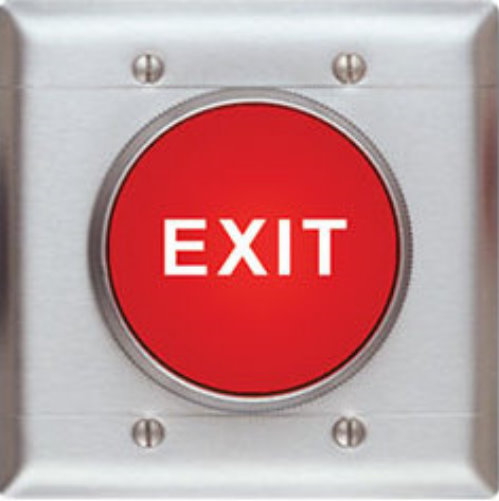 RED "EXIT" MUSHROOM SWITCH MOMENTARY 2 DPST DBL GANG
