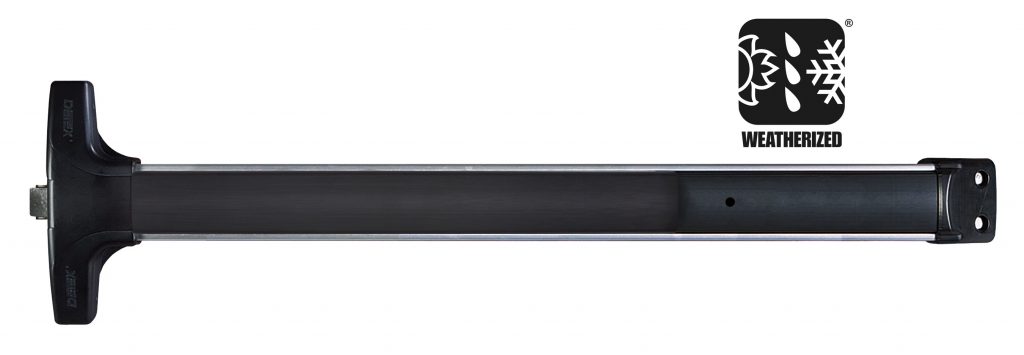 WEATHERIZED RIM EXIT DEVICE 36" DR, HEX DOGGING, BLACK